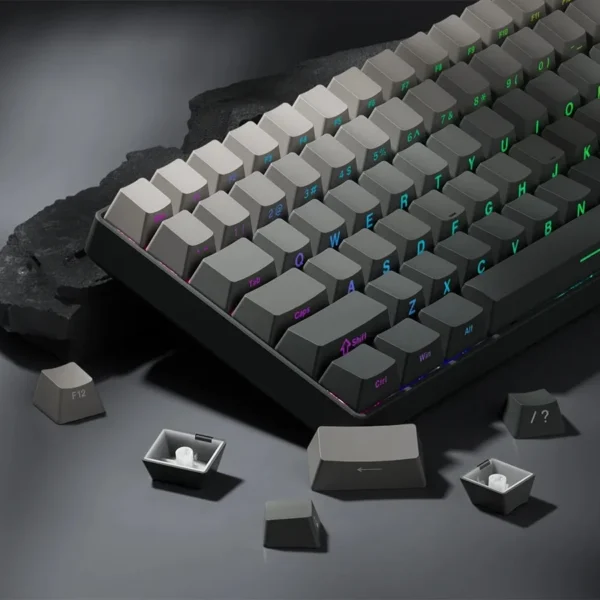 Grey Keycap Set 133 Keys PBT Double Shot Side Print Shine Through Backlit Keycaps For MX Switch Custom Mechanical Keyboard