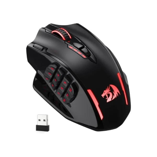 Redragon M913 Gaming 16000 DPI Wired 2.4Ghz Wireless RGB Optical Gamer Mice 16 Programmable Buttons, Black/White Mouse