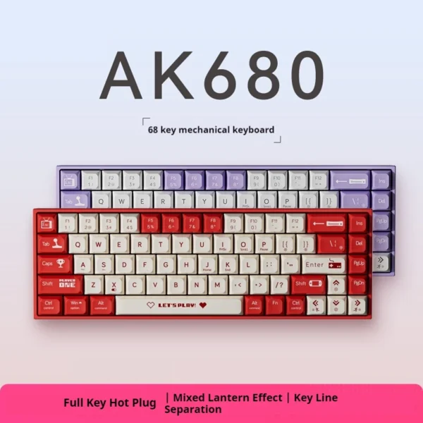 Ajazz Ak680 Wireless Mechanical Keyboard 65% Abs Keycap Hot Swap Gamer Keyboard Custom Gasket Gaming Accessories For Pc Laptop