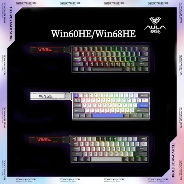 AULA Win60 Win68 Magnetic Switch Mechanical Keyboard Hot-Swap Rgb 8k Wired Customize Gaming Keyboard PC Office E-sports Gift