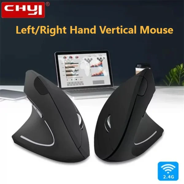 CHUYI Wired/Wireless Mouse Right/Left Hand Ergonomic Vertical Mouse Healthy 2.4G USB Optical With Pad For PC Laptop Desktop
