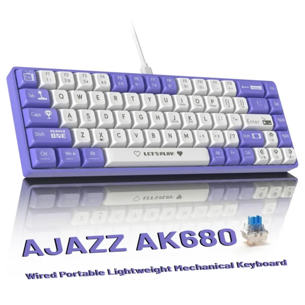 AJAZZ AK680 Wired Mechanical Keyboard 60% Compact Layout 68 Full-key Hot-Swappable RGB Backlight Gaming Keyboard For PC/Laptop