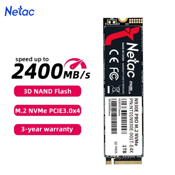 Netac NVMe SSD 1tb M2 SSD 512GB M2 NVME 256GB SSD Disk Hard Drive M.2 2280 PCIe Internal Solid State Drives for laptop