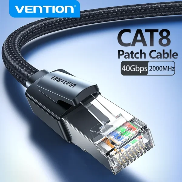 Vention Ethernet Cable CAT8 40Gbps Cotton Braided Network Lan Patch Cord for PC Modem Laptop PS 5/4 Router RJ45 Cable Ethernet