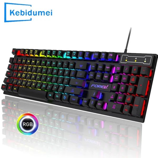 RGB Gaming Keyboard 104 Keys Mechanical Keyboard USB Wired Keyboard Color Lights Backlit Key Caps for Computer Laptop PC Gamer